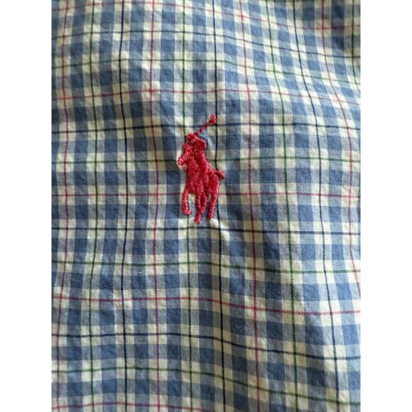 Ralph Lauren Button Down Blue White Size LRG 100% Cotton Long Slv - Picture 4 of 11
